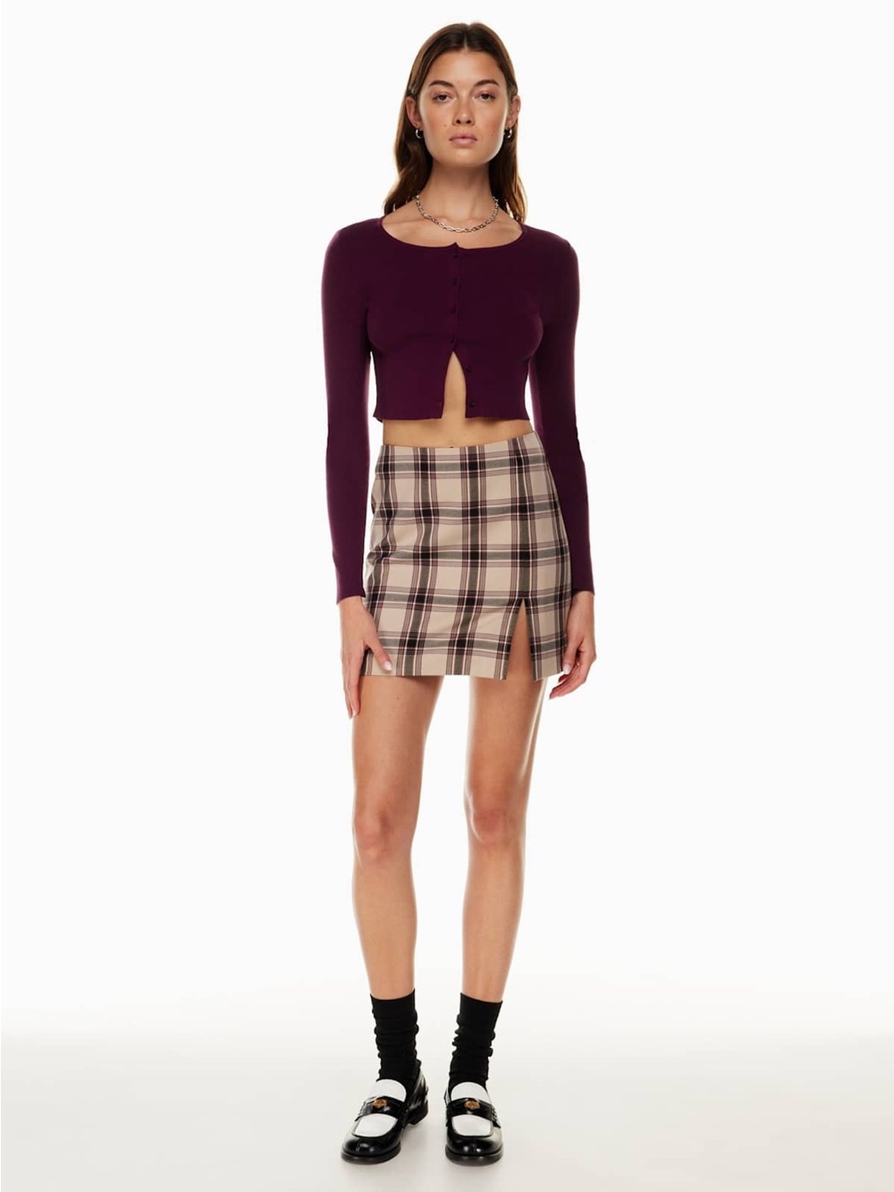 Sunday best Tatiana skirt in plaid brown and cream mini skirt 0